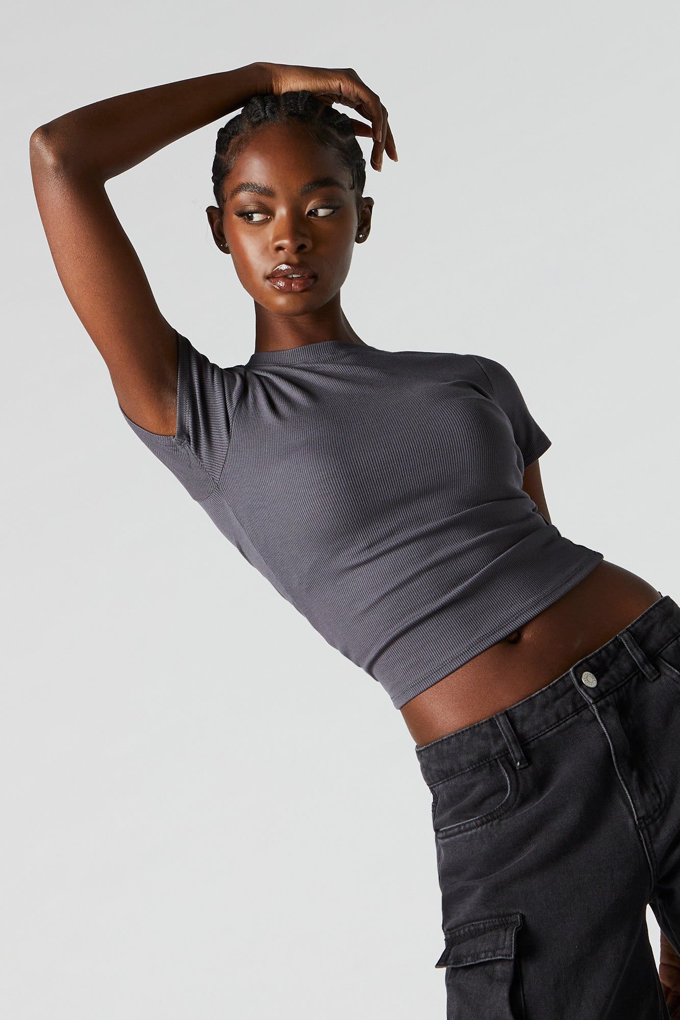 Ribbed High Neck Baby T-Shirt sold by Charlotte Russe