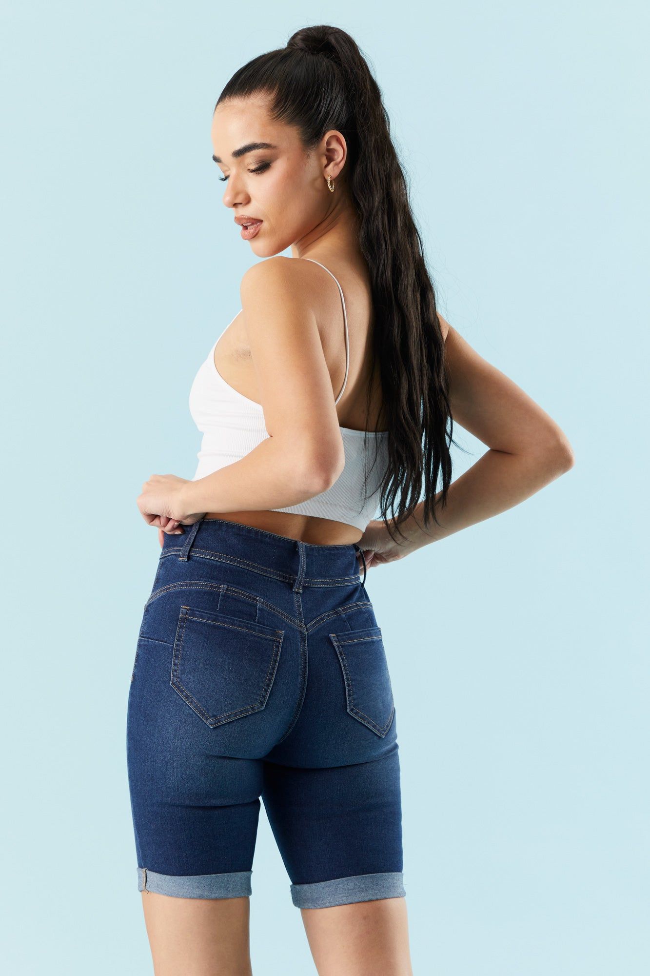 Dark Wash Bermuda Denim Short sold by Charlotte Russe product image thumbnail 2