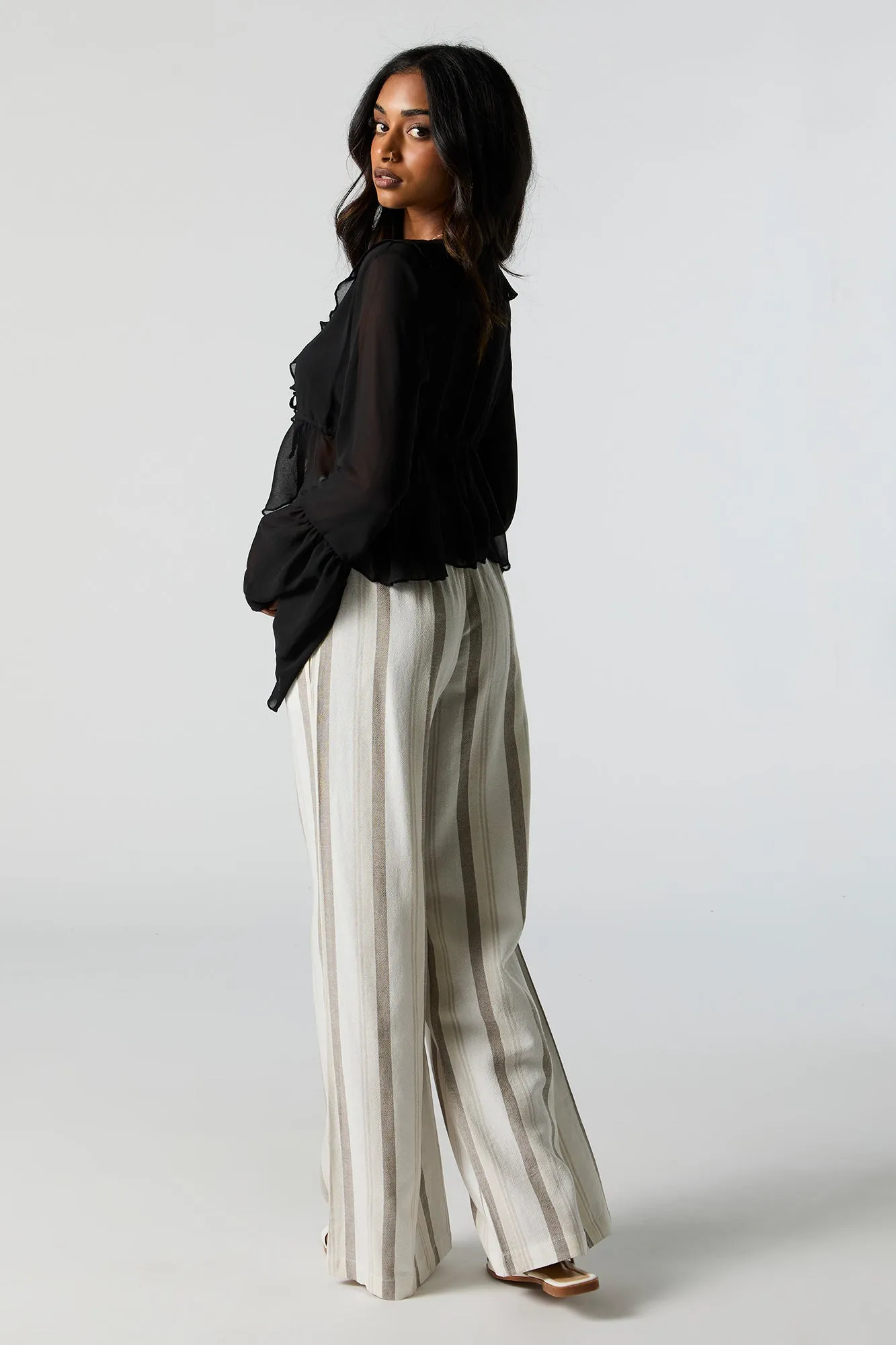 Striped Linen Embroidered Smocked Pant sold by Charlotte Russe product image thumbnail 3