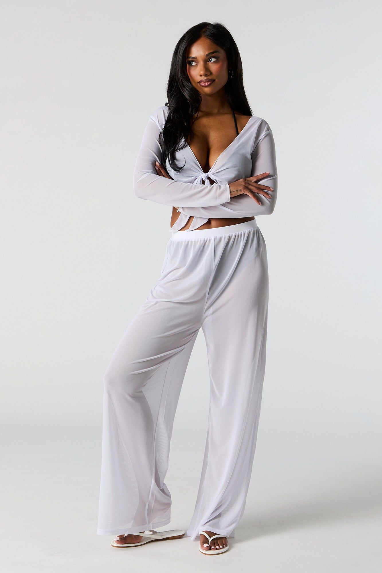Mesh Wide Leg Pant Cover Up sold by Charlotte Russe product image thumbnail 4