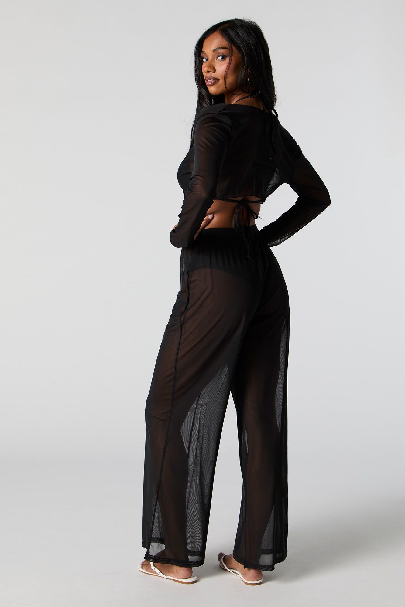 Mesh Wide Leg Pant Cover Up sold by Charlotte Russe product image thumbnail 3