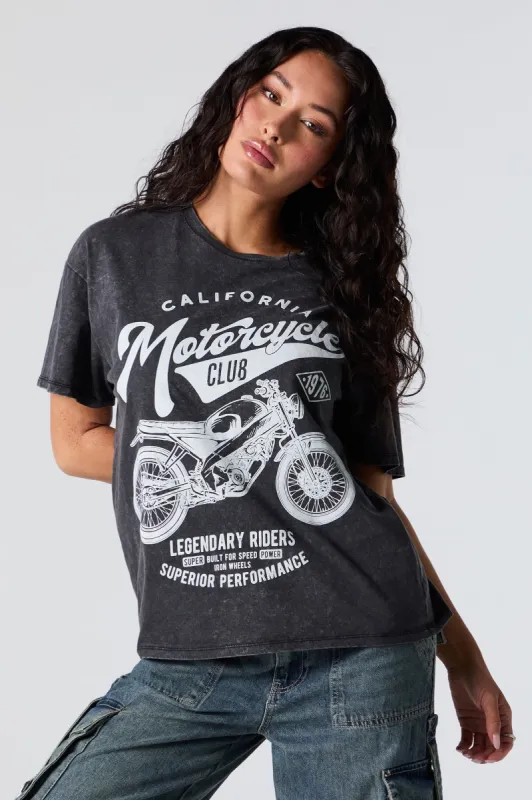 Cali Motorcycle Club Graphic Washed Boyfriend T-Shirt sold by Charlotte Russe