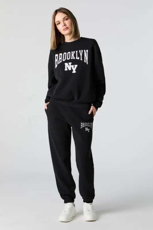 Brooklyn Embroidered Fleece Everyday Jogger sold by Charlotte Russe