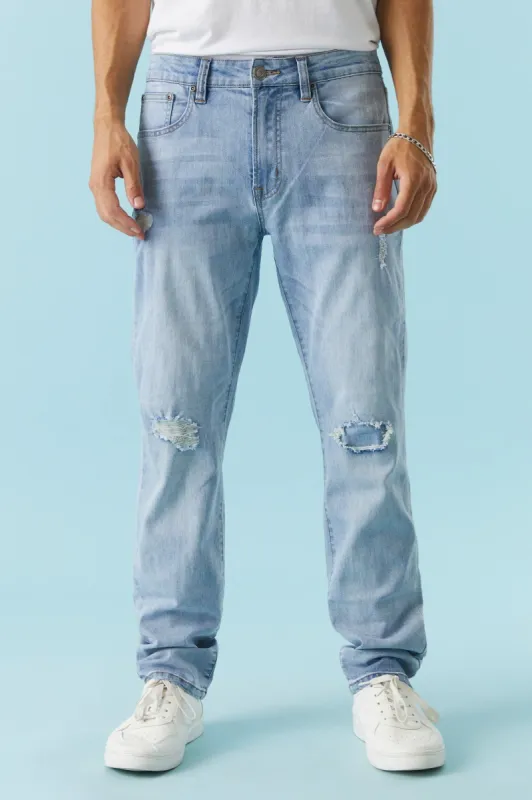 Light Wash Distressed Slim Leg Jean sold by Charlotte Russe
