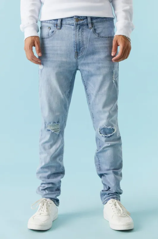 Light Wash Distressed Skinny Jean sold by Charlotte Russe