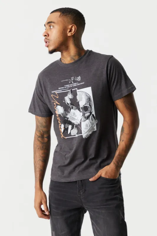 Unrevealed Skull Graphic T-Shirt sold by Charlotte Russe