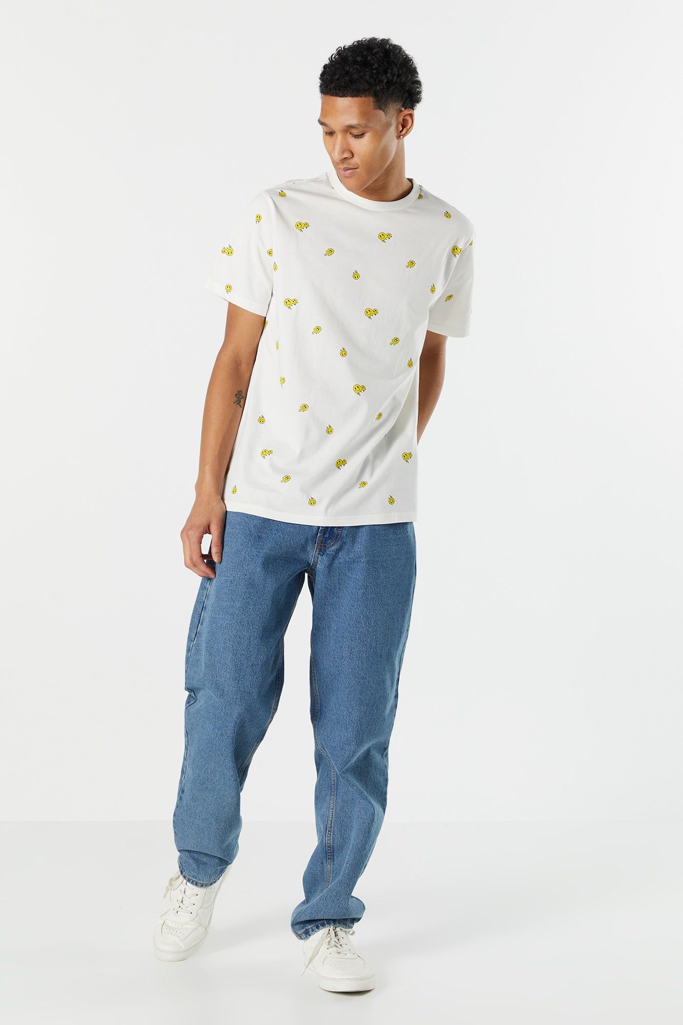 White Smiley Print T-Shirt sold by Charlotte Russe product image thumbnail 3