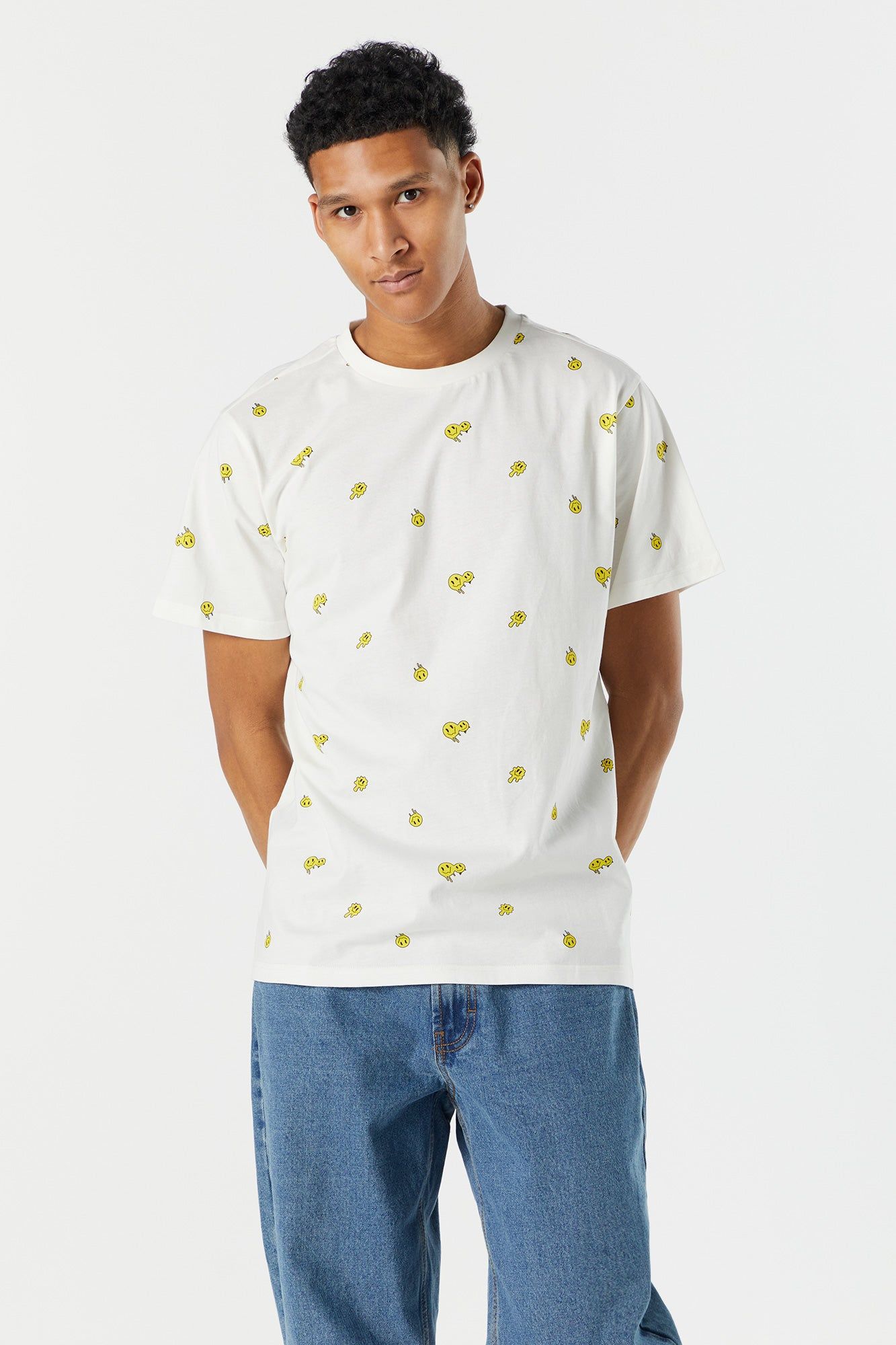 White Smiley Print T-Shirt sold by Charlotte Russe