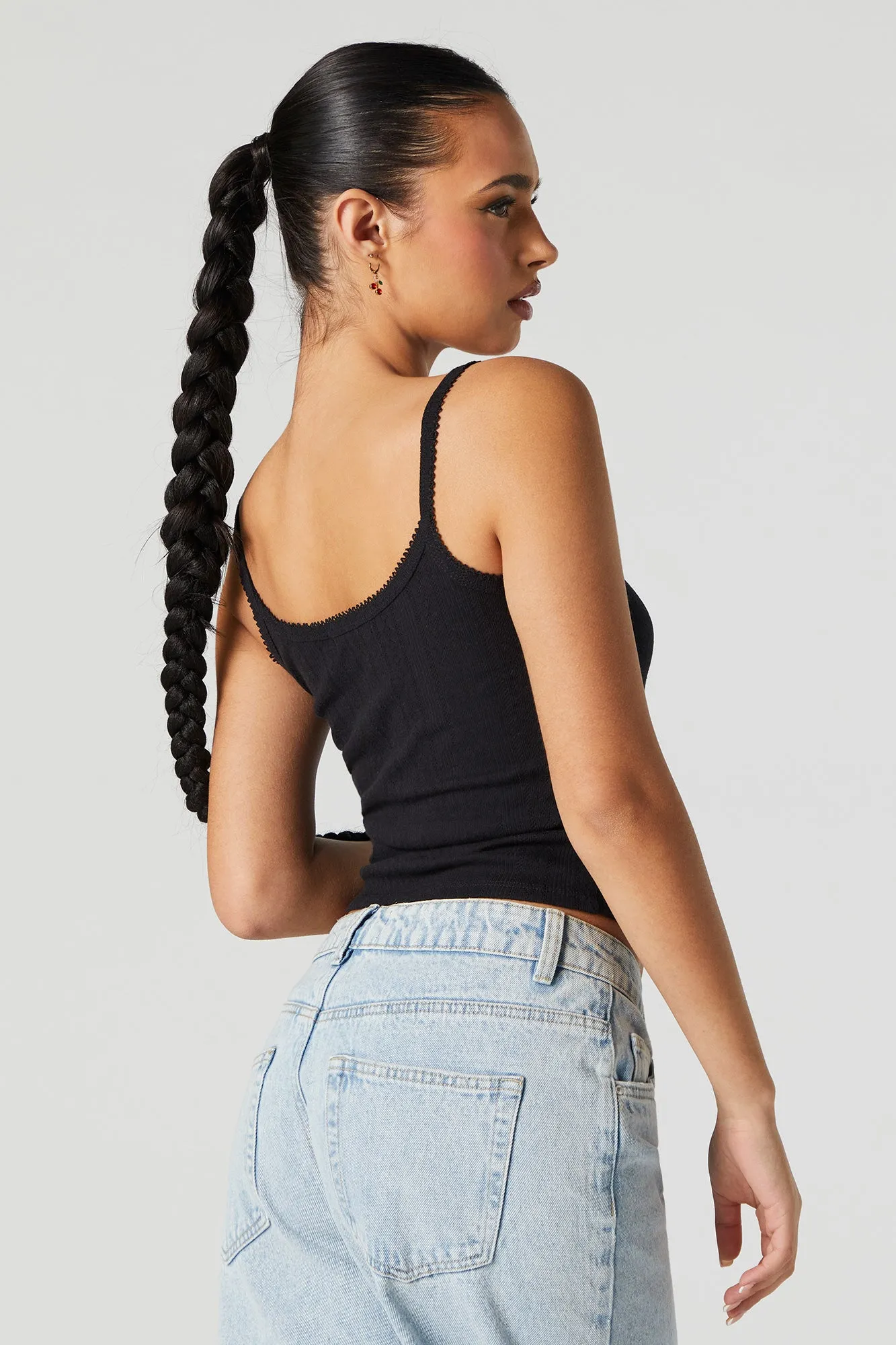 Pointelle Knit Tank sold by Charlotte Russe product image thumbnail 3