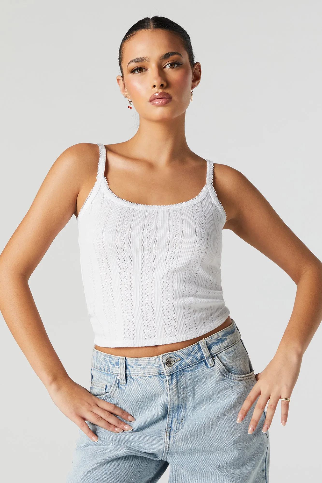 Pointelle Knit Tank sold by Charlotte Russe product image thumbnail 5