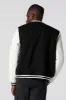 Faux-Leather Sleeve Embroidered Varsity Jacket sold by Charlotte Russe