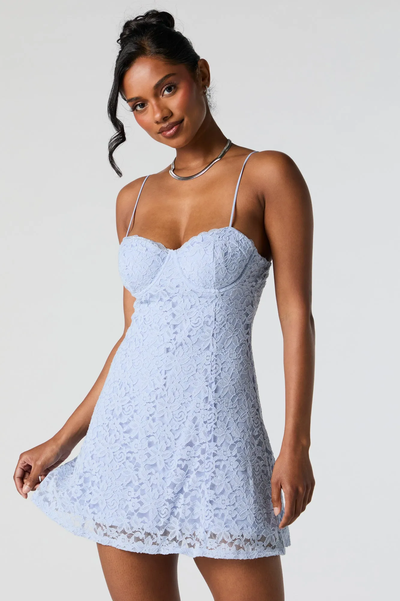 Floral Lace Bustier Mini Dress sold by Charlotte Russe product image thumbnail 4
