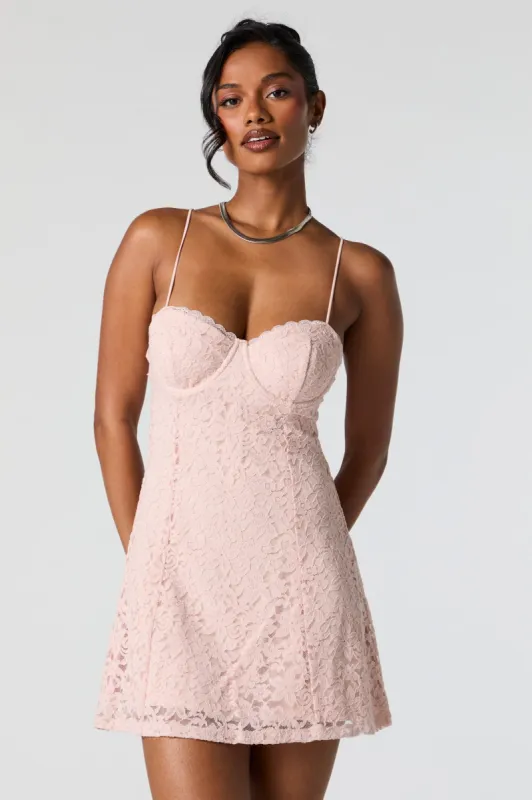 Floral Lace Bustier Mini Dress sold by Charlotte Russe