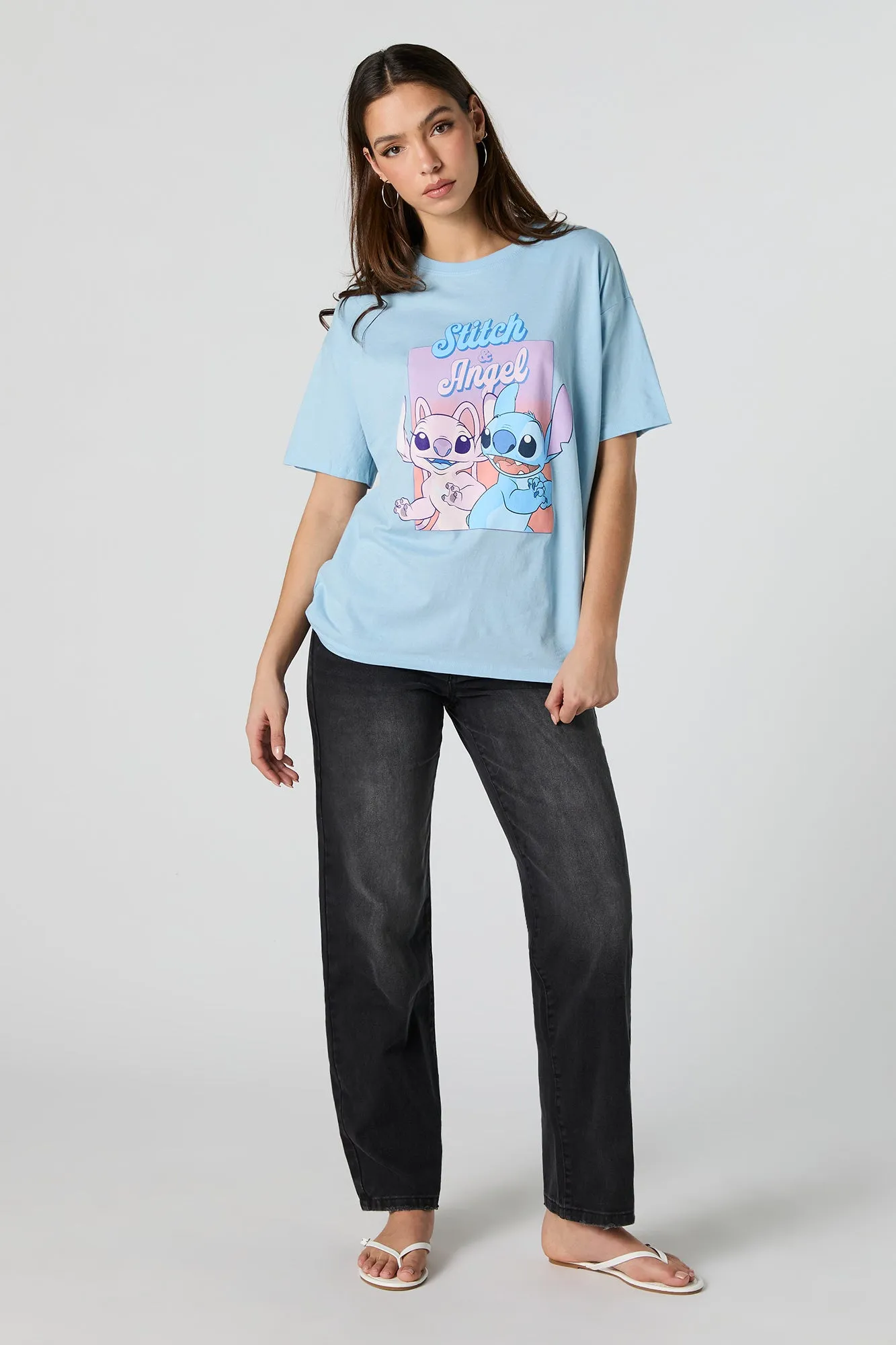 Stitch & Angel Graphic Boyfriend T-Shirt sold by Charlotte Russe product image thumbnail 3