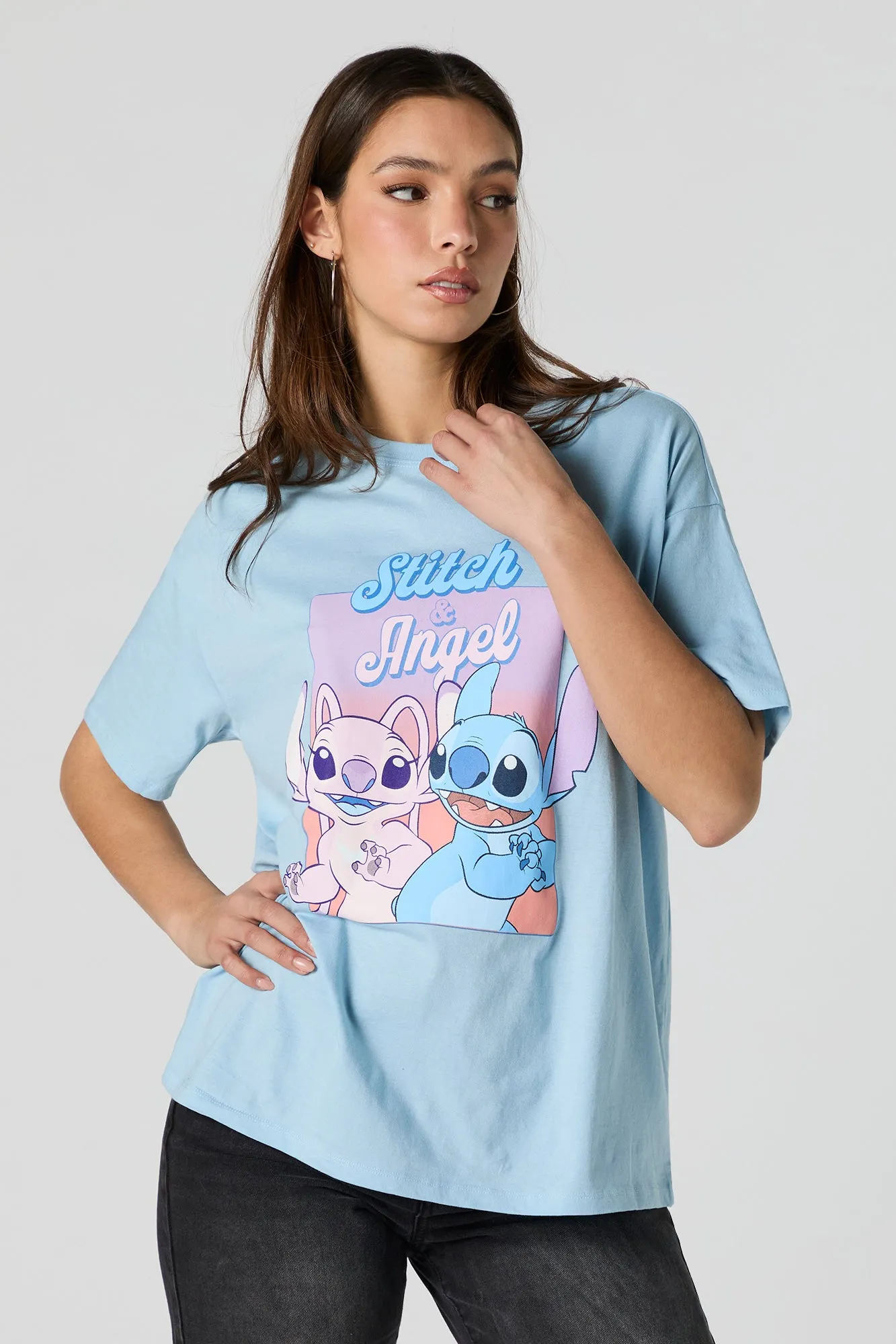 Stitch & Angel Graphic Boyfriend T-Shirt sold by Charlotte Russe product image thumbnail 2