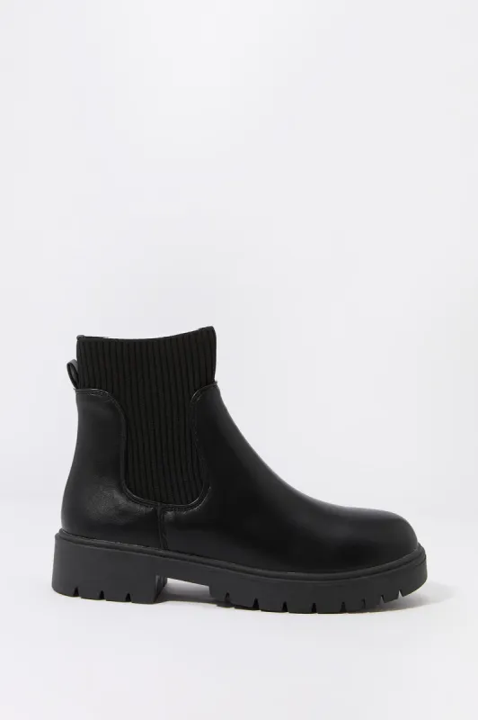 Faux Leather Gore Boot sold by Charlotte Russe