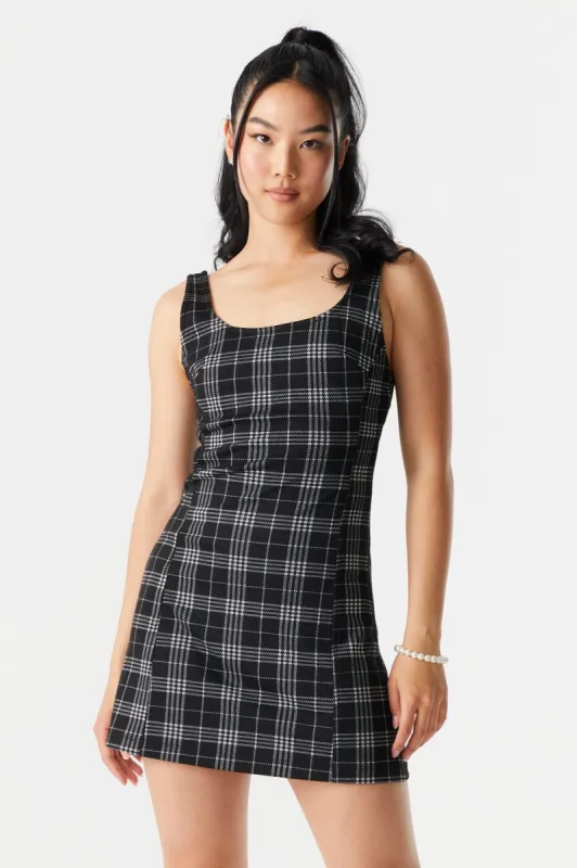 Plaid Backstrap A-Line Mini Dress sold by Charlotte Russe