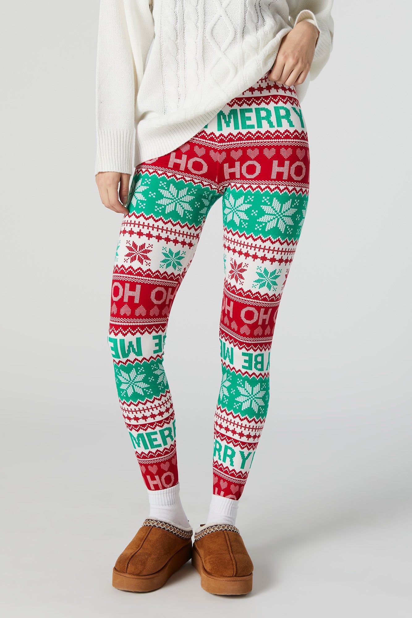 Be Merry Fairisle Print Xmas Fleece Legging sold by Charlotte Russe