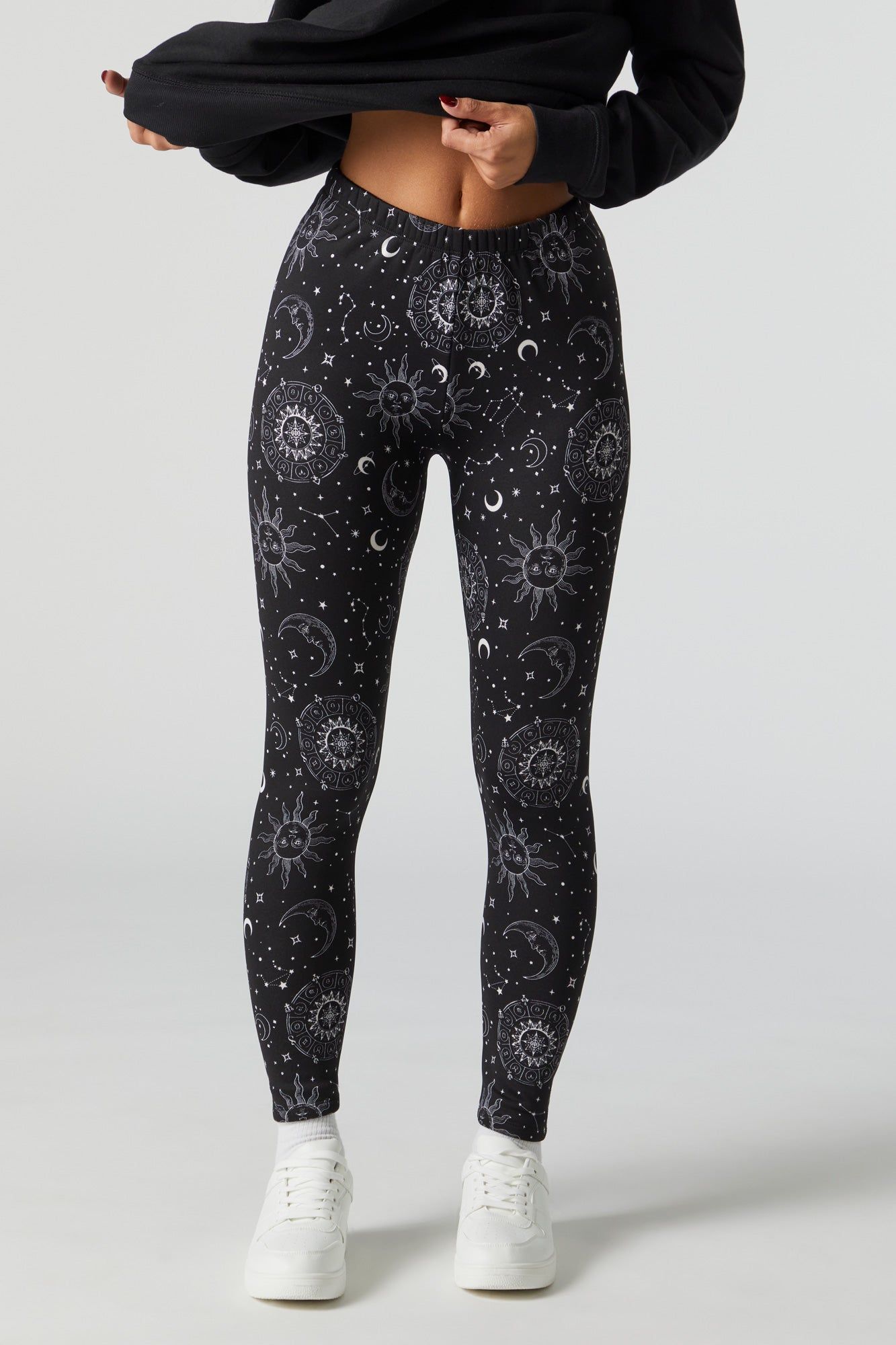 Celestial Print Faux Fur Lined Legging sold by Charlotte Russe product image thumbnail 2