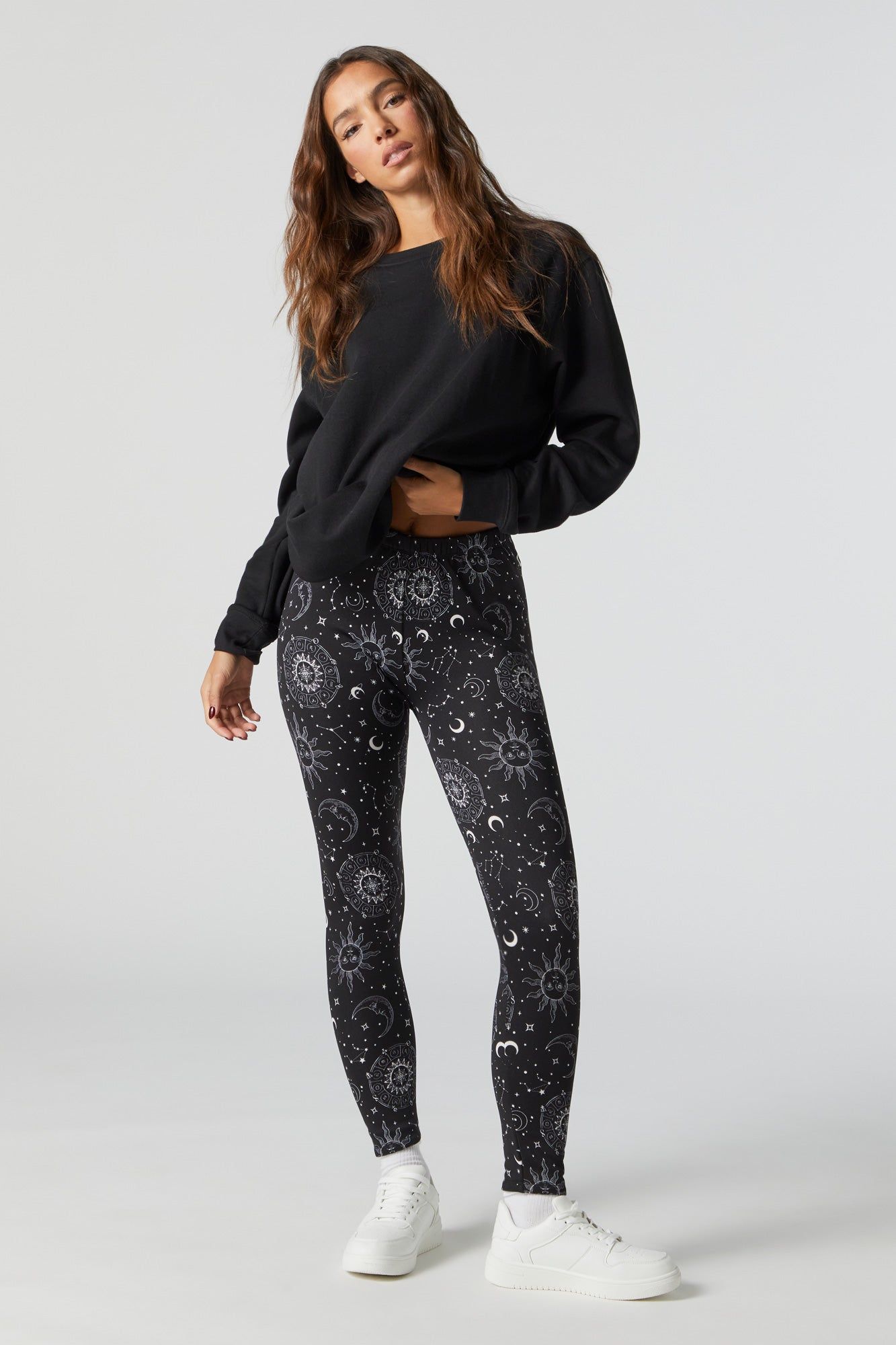 Celestial Print Faux Fur Lined Legging sold by Charlotte Russe