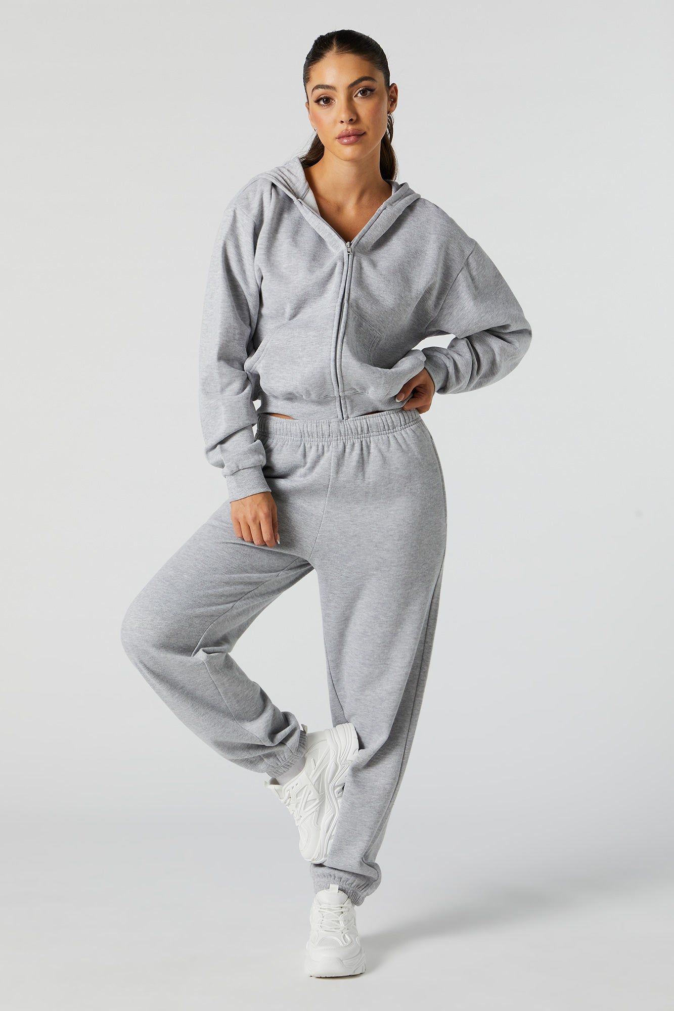 Zip-Up Cropped Fleece Hoodie sold by Charlotte Russe product image thumbnail 10