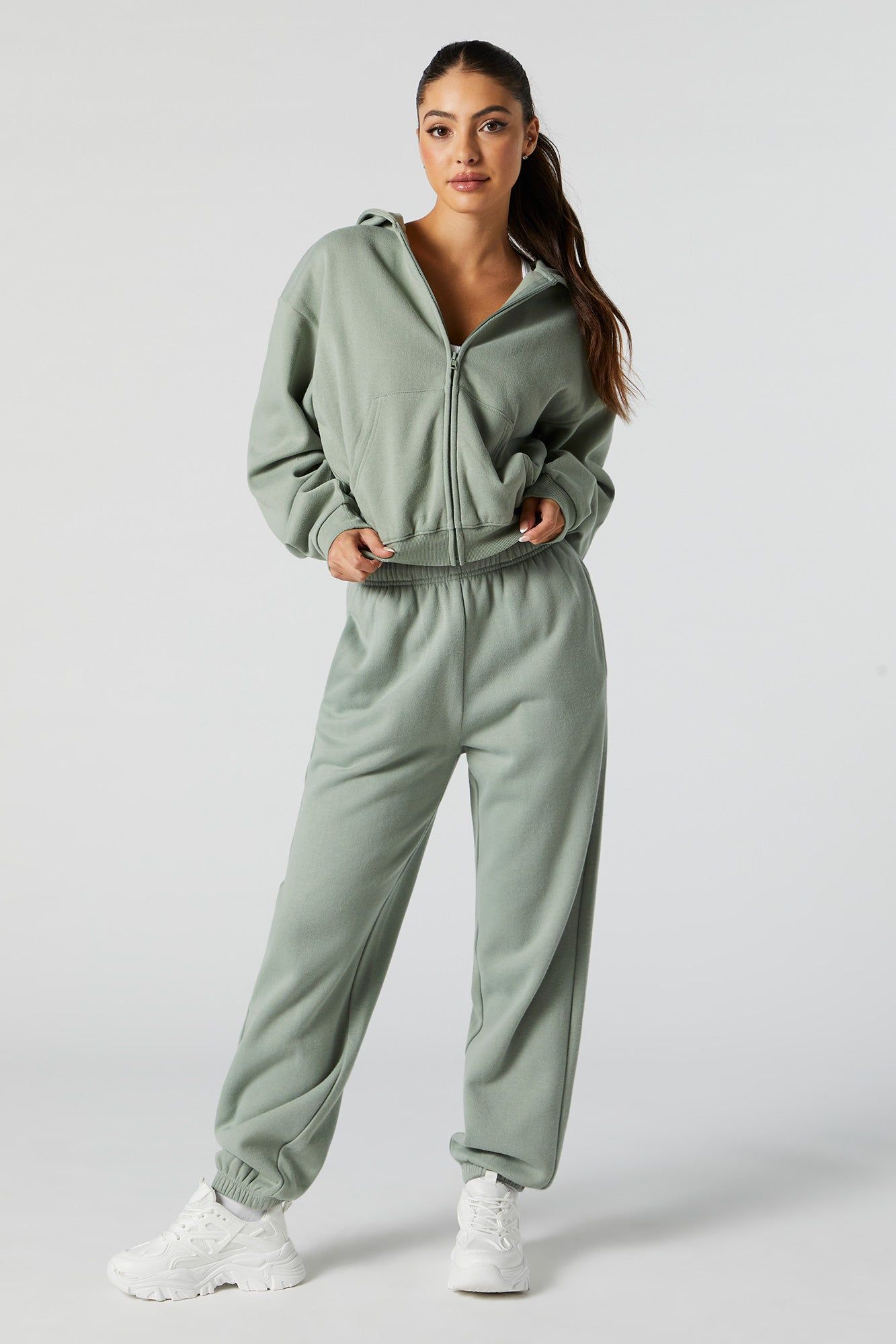 Zip-Up Cropped Fleece Hoodie sold by Charlotte Russe product image thumbnail 13