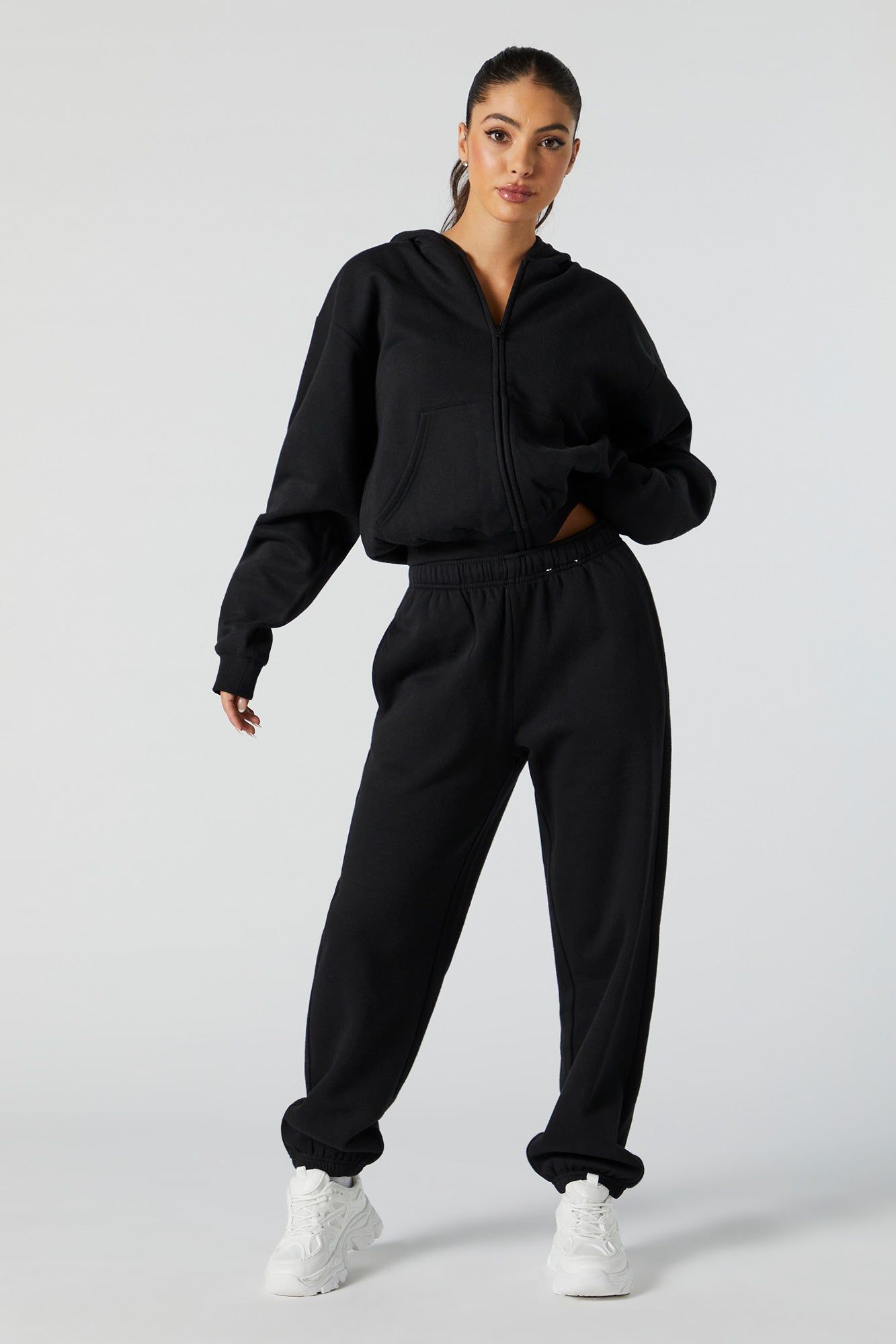 Zip-Up Cropped Fleece Hoodie sold by Charlotte Russe product image thumbnail 7