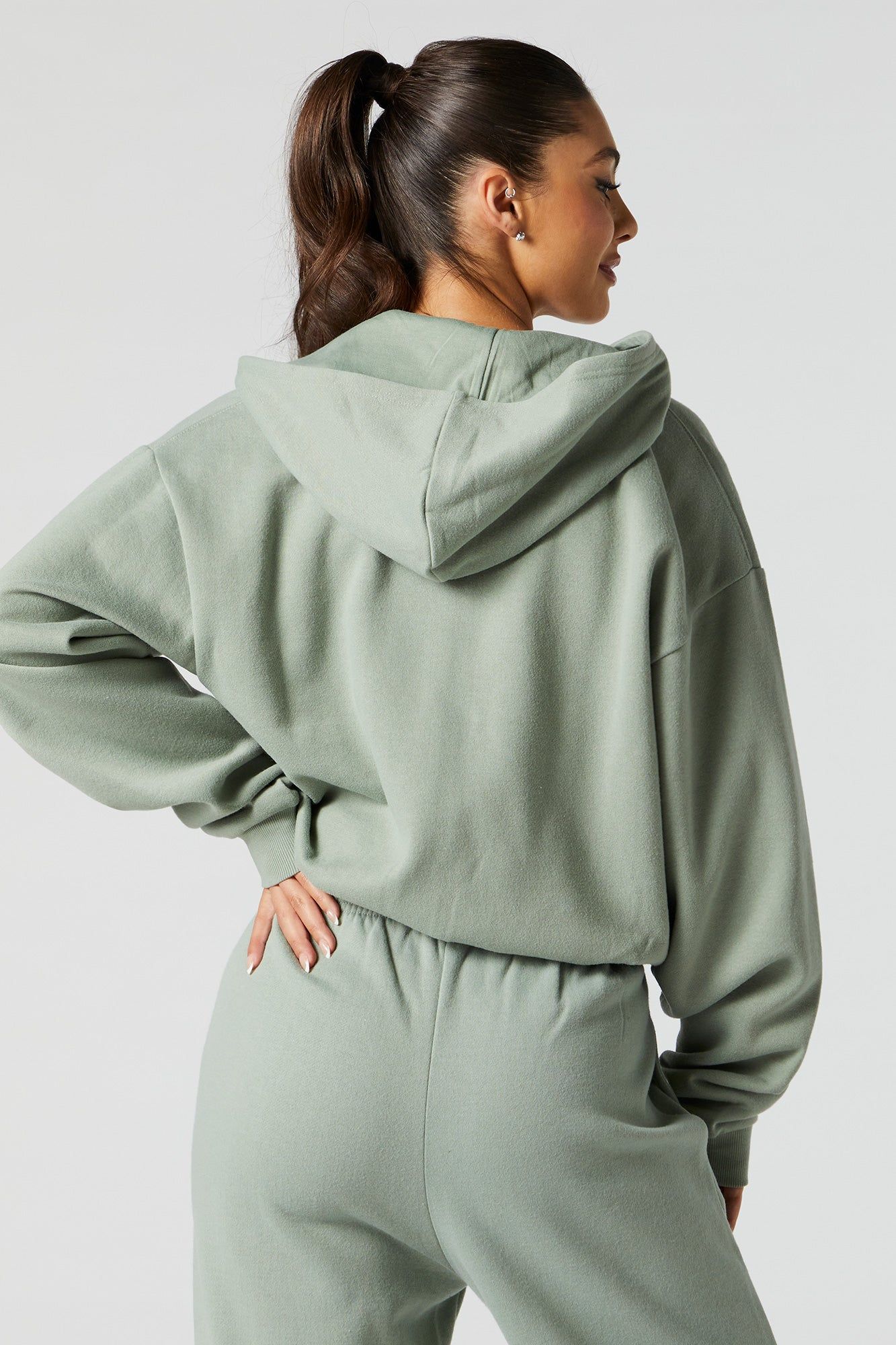Zip-Up Cropped Fleece Hoodie sold by Charlotte Russe product image thumbnail 12
