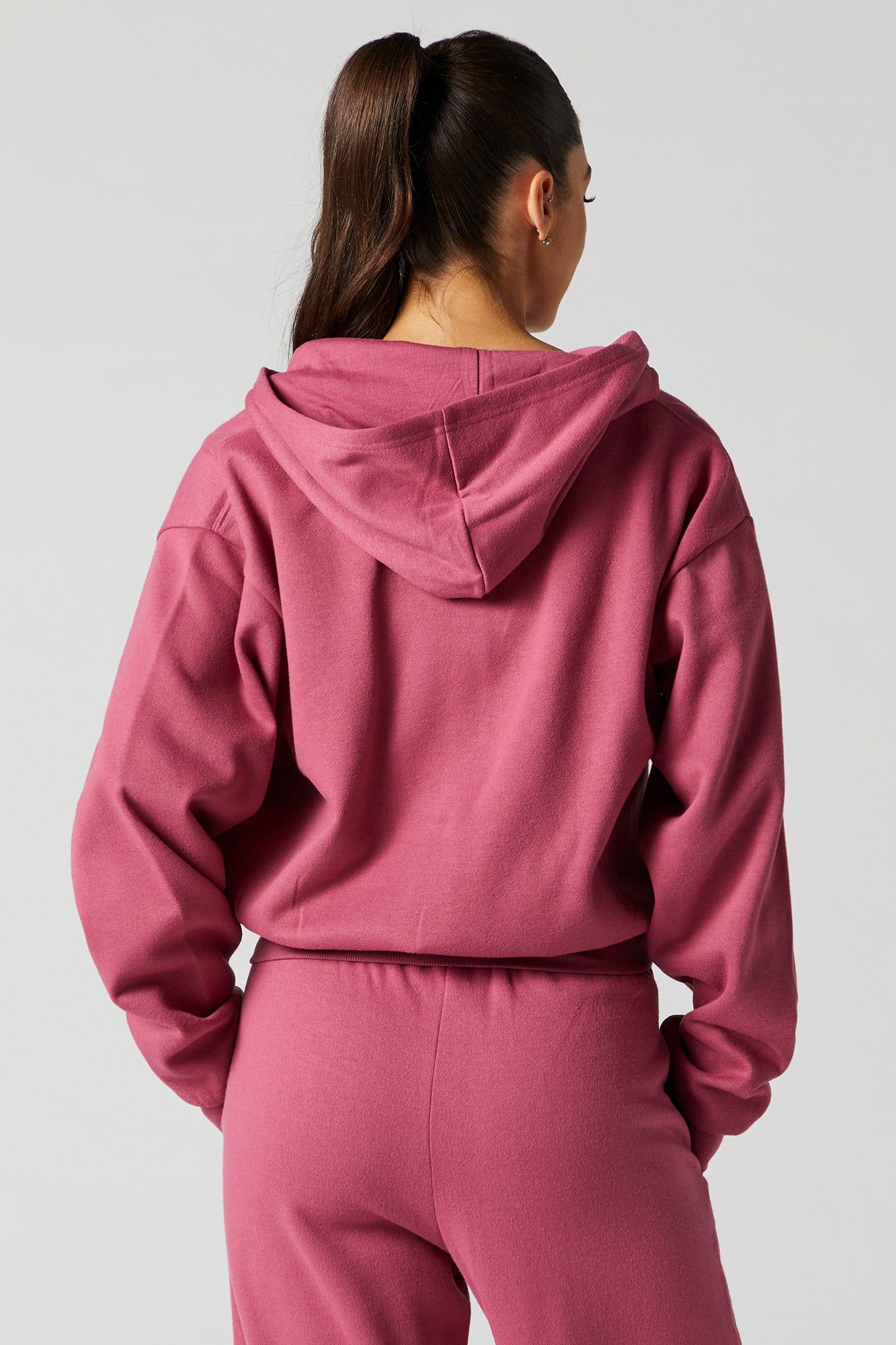 Zip-Up Cropped Fleece Hoodie sold by Charlotte Russe product image thumbnail 3