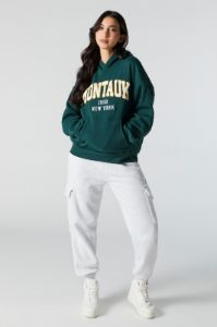 Chenille Embroidered Montauk Fleece Hoodie sold by Charlotte Russe