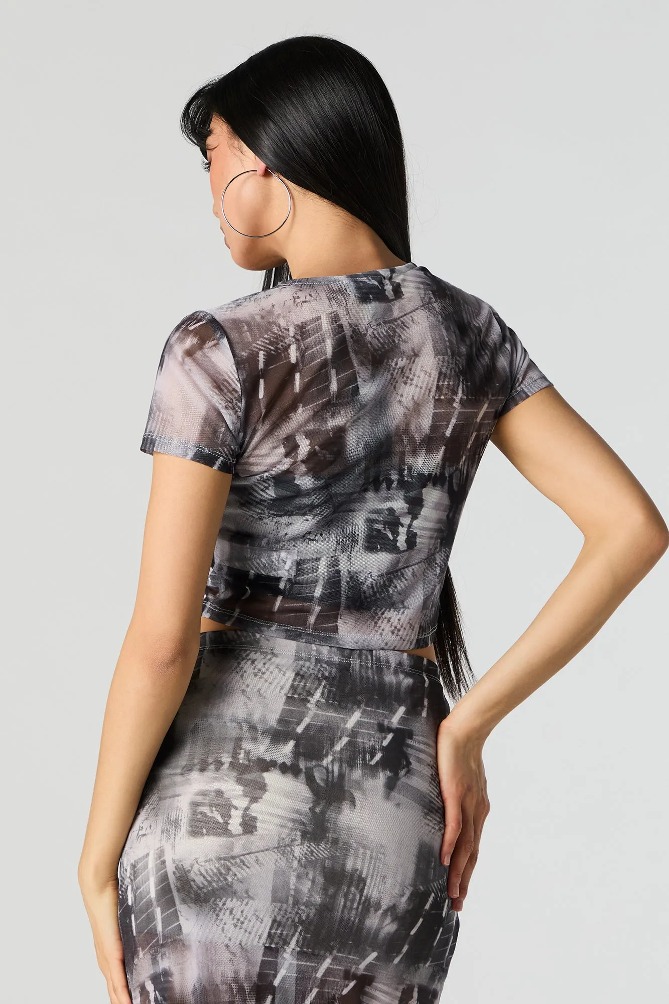 Abstract Mesh Cropped T-Shirt sold by Charlotte Russe product image thumbnail 2