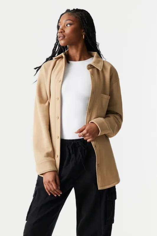 Button-Up Fleece Shacket sold by Charlotte Russe