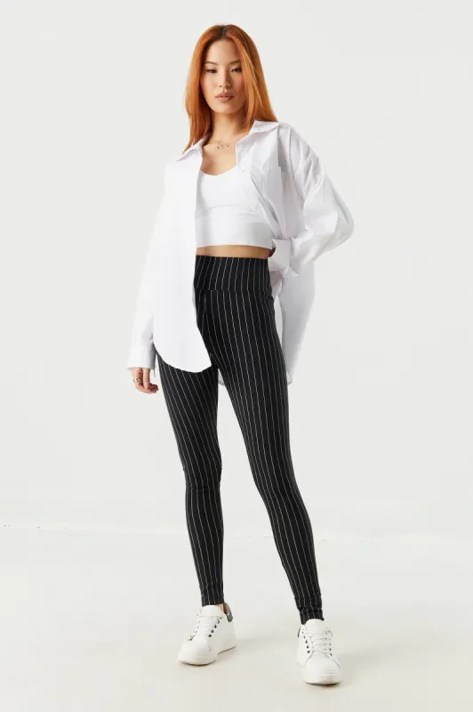 Soft Pinstripe Back Pocket Leggings sold by Charlotte Russe