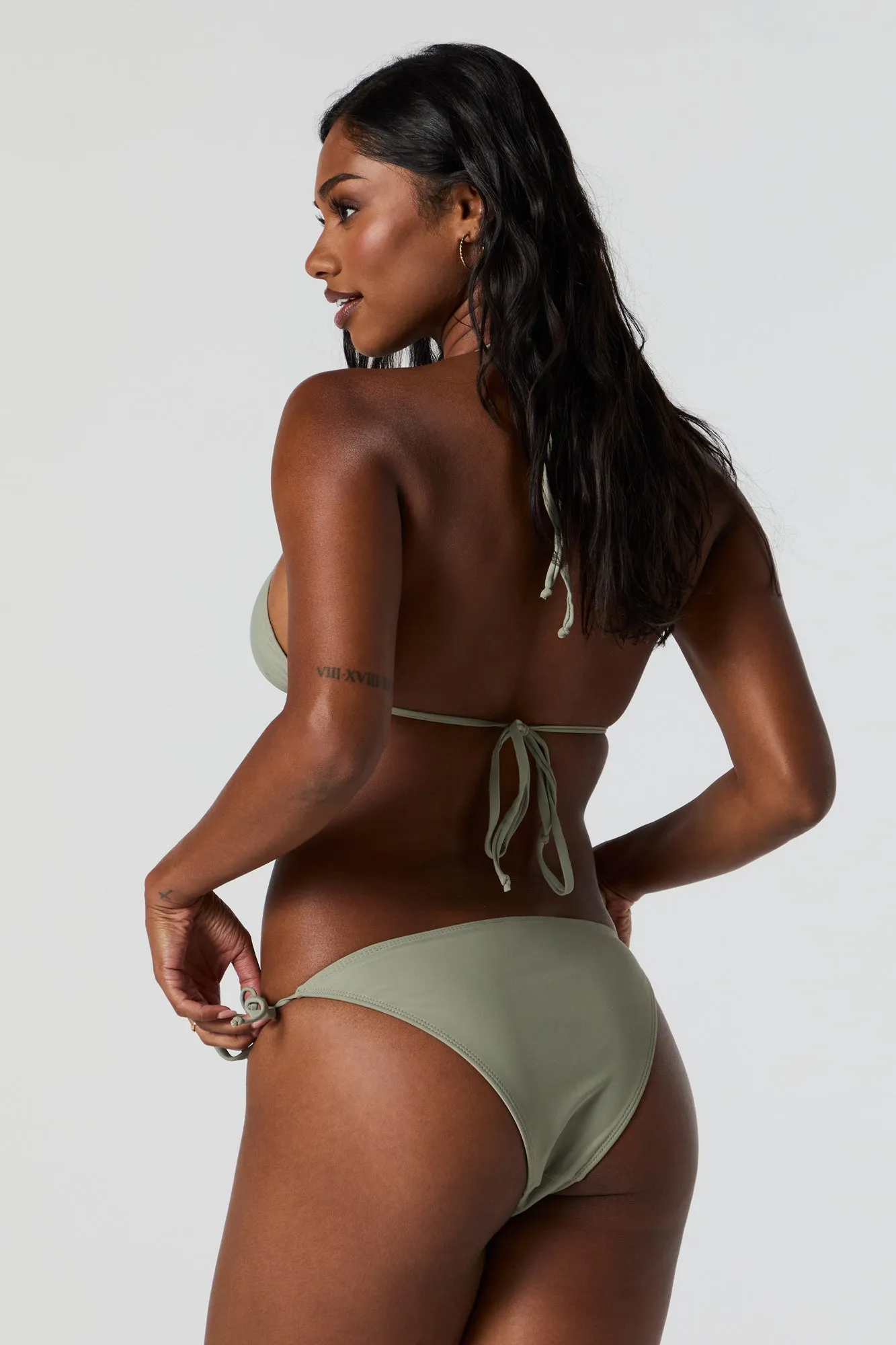 Green Eyelet Triangle Bikini Top sold by Charlotte Russe product image thumbnail 3