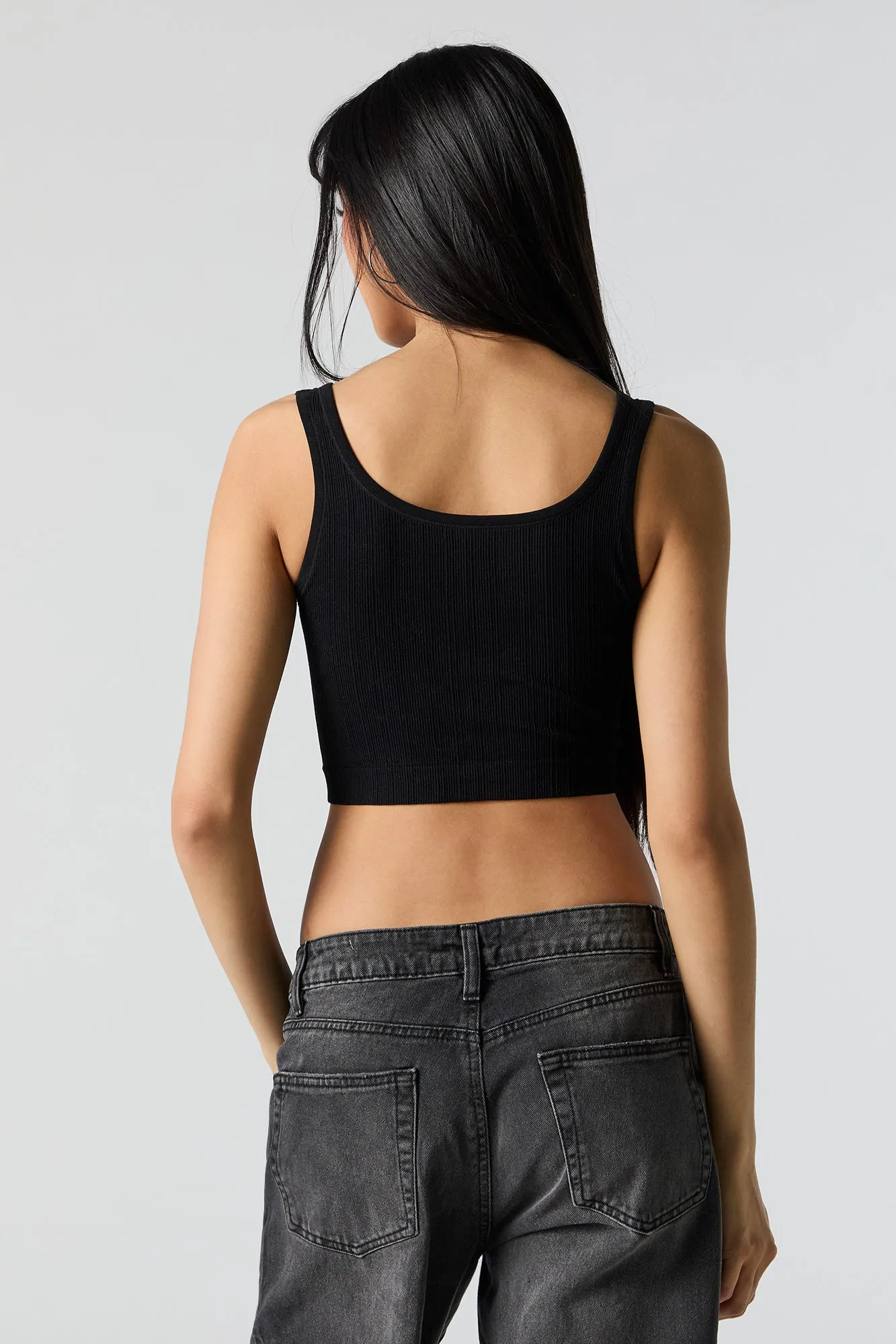 Seamless Ribbed Cropped Henley Tank sold by Charlotte Russe product image thumbnail 5