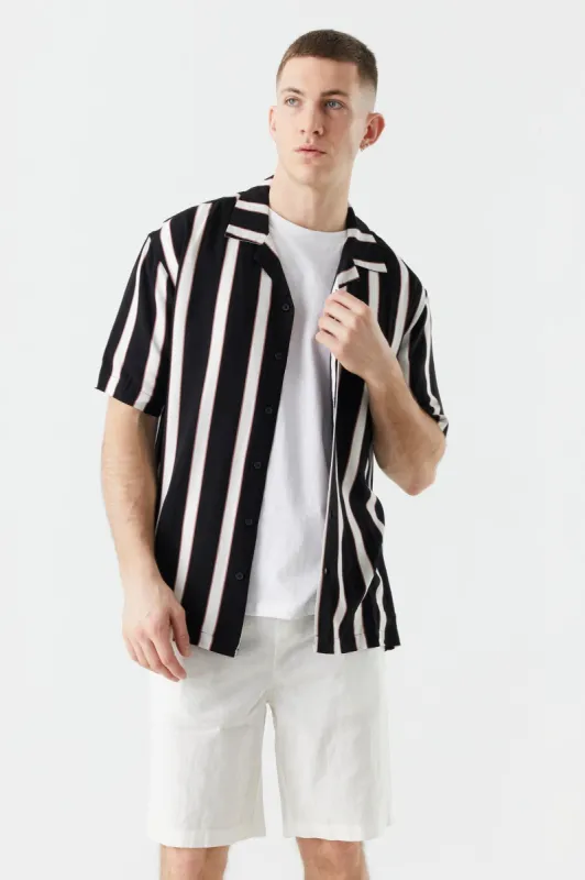 Urban Resort Black and White Striped Button-Up Shirt sold by Charlotte Russe