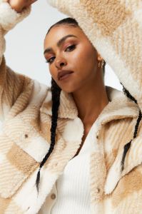 Plush Plaid Shacket sold by Charlotte Russe