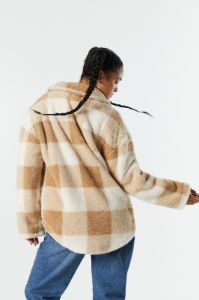 Plush Plaid Shacket sold by Charlotte Russe