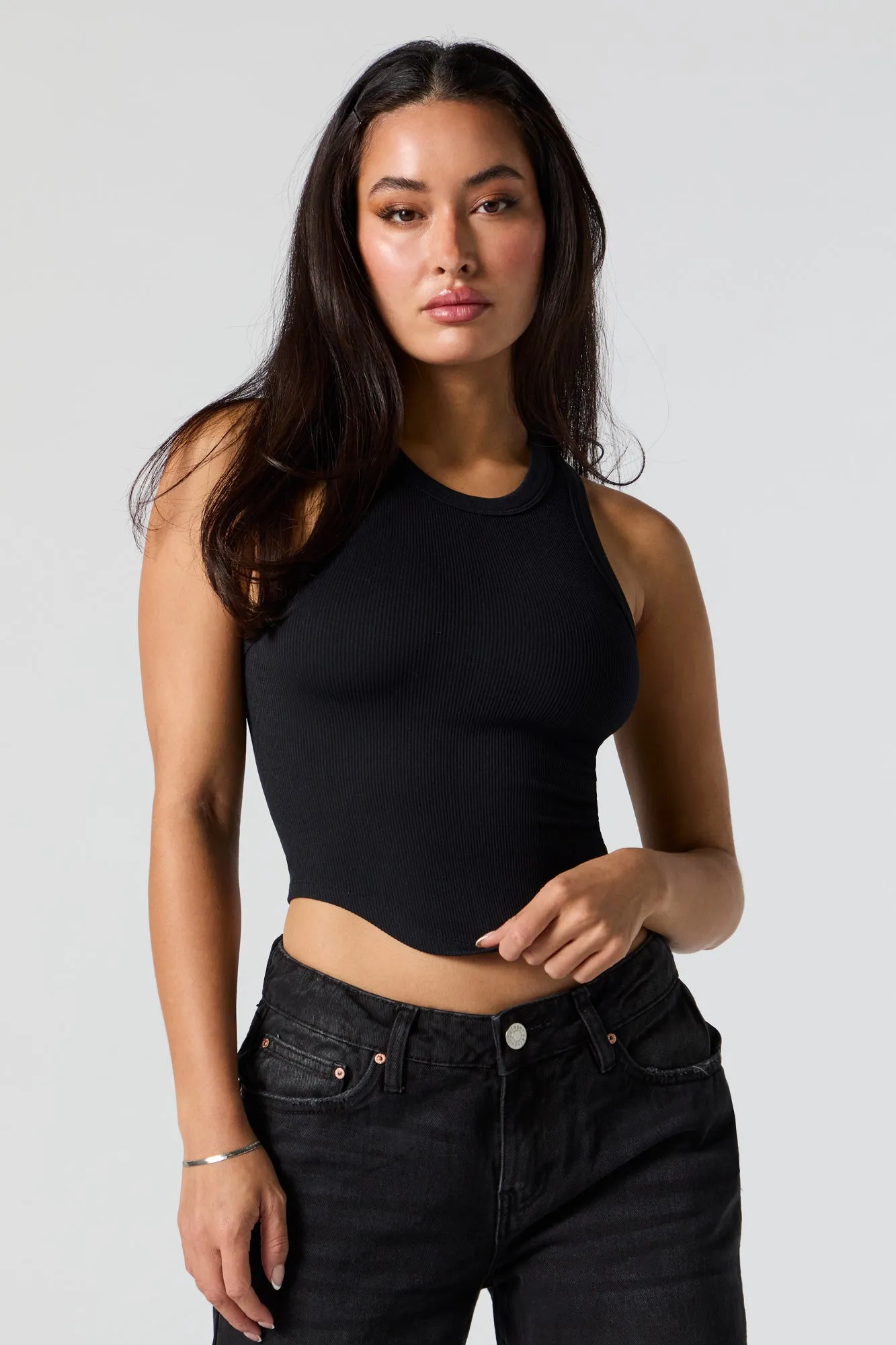 Seamless Ribbed High Neck Cropped Tank sold by Charlotte Russe product image thumbnail 5