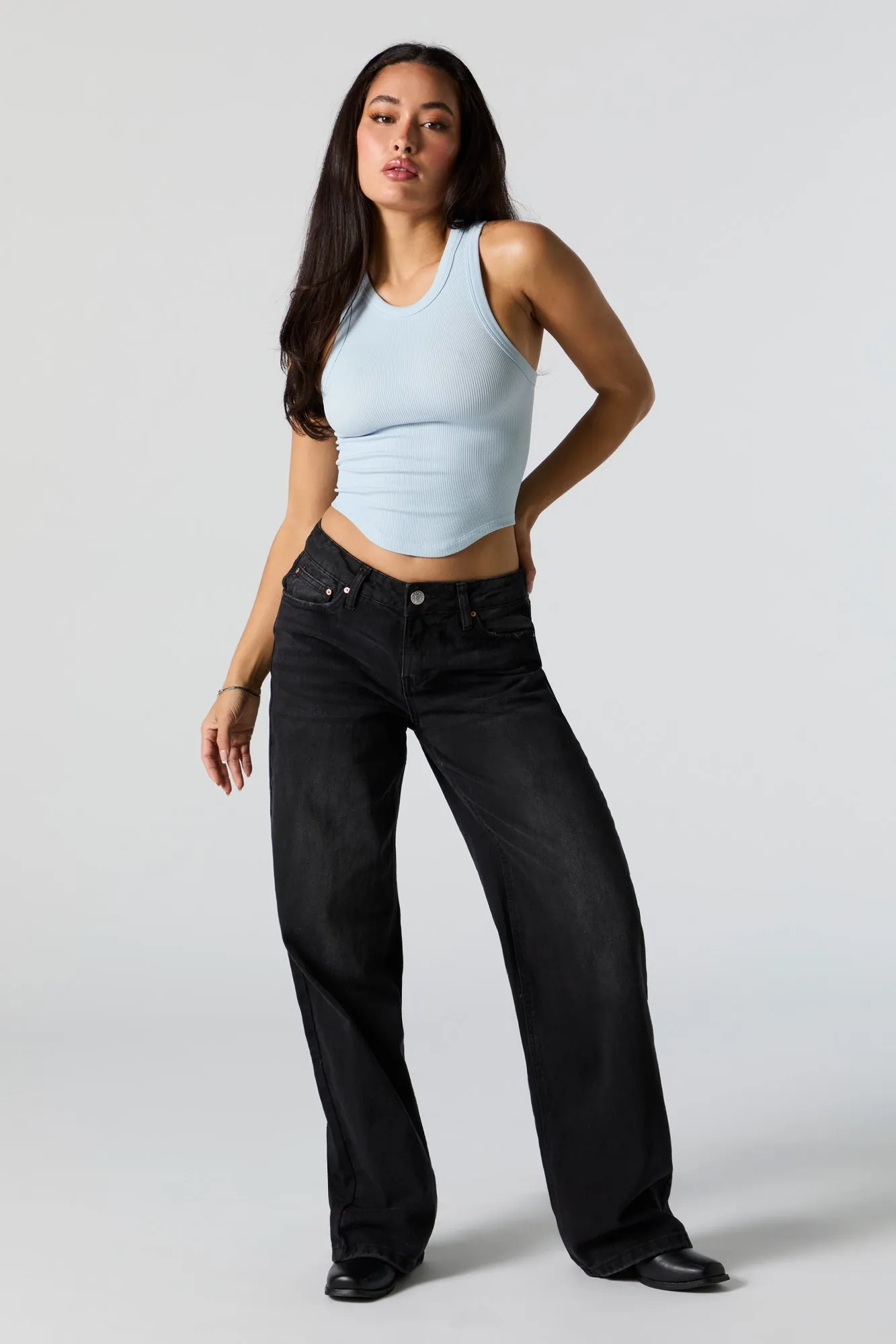 Seamless Ribbed High Neck Cropped Tank sold by Charlotte Russe product image thumbnail 3
