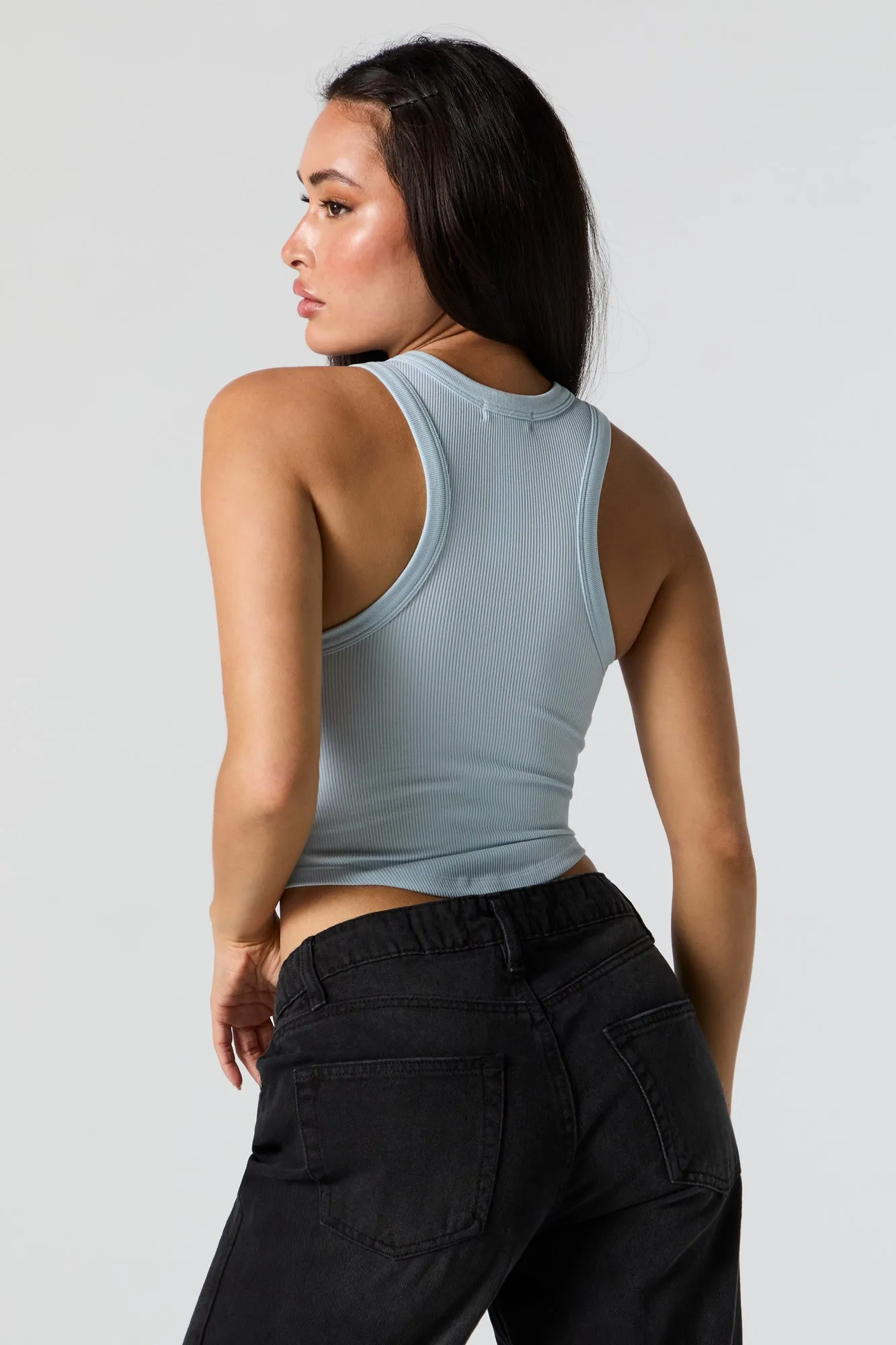 Seamless Ribbed High Neck Cropped Tank sold by Charlotte Russe product image thumbnail 2
