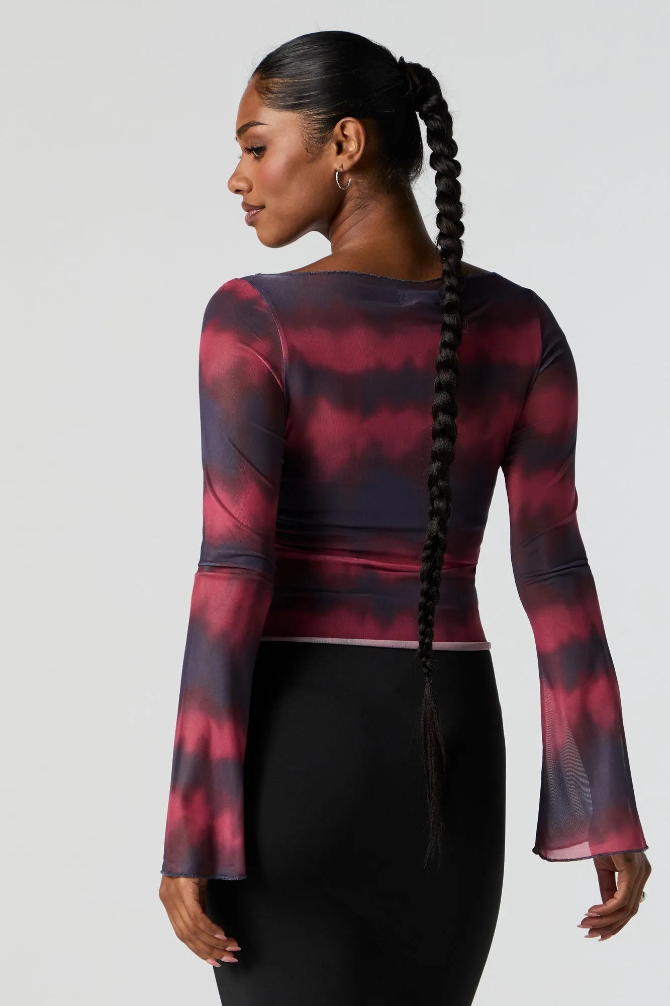 Red Mesh Bell Sleeve Top sold by Charlotte Russe product image thumbnail 2