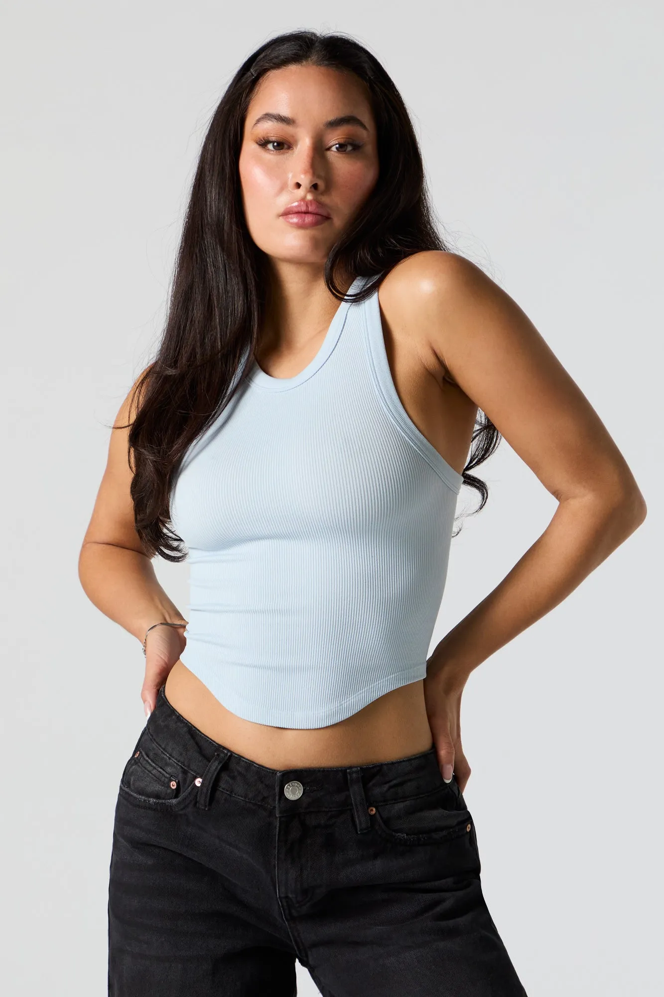 Seamless Ribbed High Neck Cropped Tank sold by Charlotte Russe product image thumbnail 4