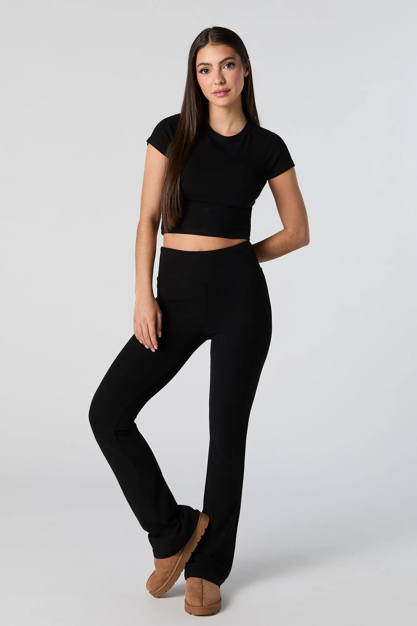 Active Ribbed Flare Pant sold by Charlotte Russe product image thumbnail 4