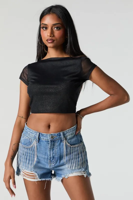 Sparkle Cropped T-Shirt sold by Charlotte Russe