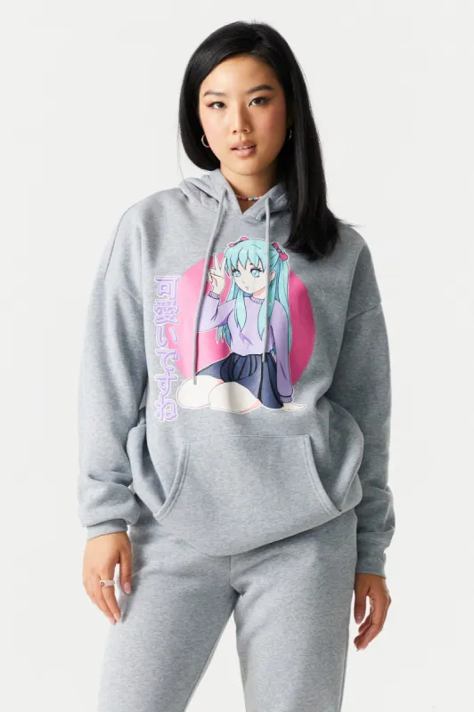 Anime Graphic Oversized Boyfriend Hoodie sold by Charlotte Russe