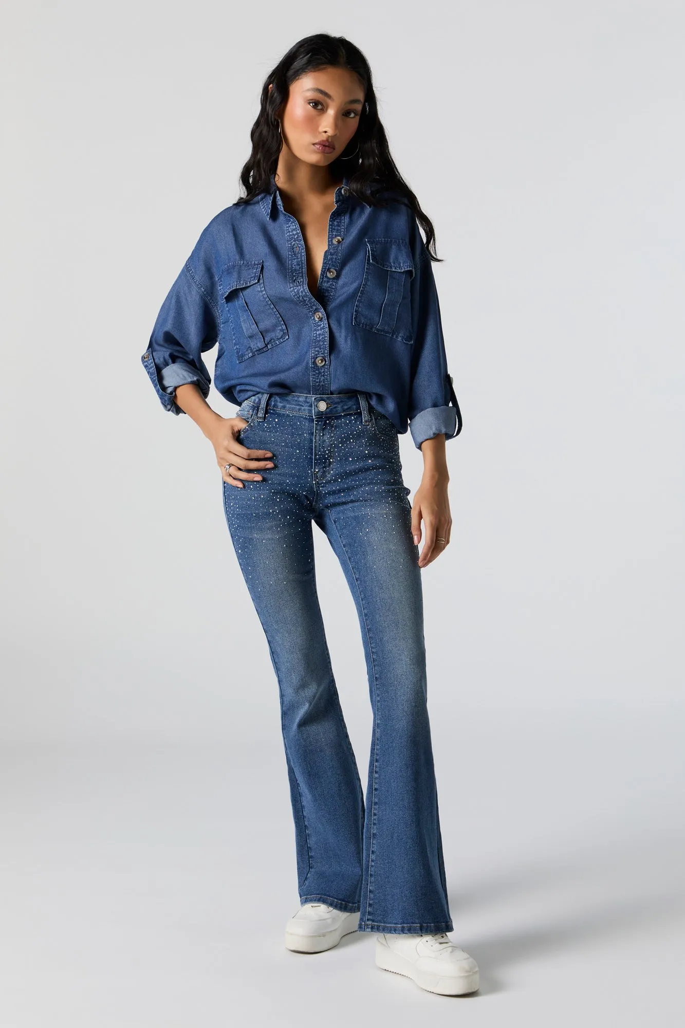 Denim Button-Up Top sold by Charlotte Russe product image thumbnail 3