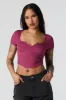 Ribbed Corset Short Sleeve Crop Top sold by Charlotte Russe