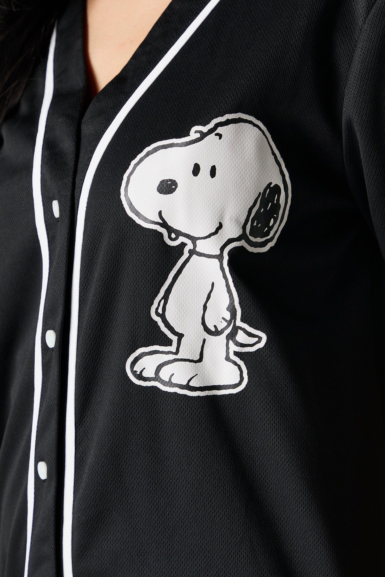 Snoopy Graphic Mesh Baseball Jersey sold by Charlotte Russe product image thumbnail 5