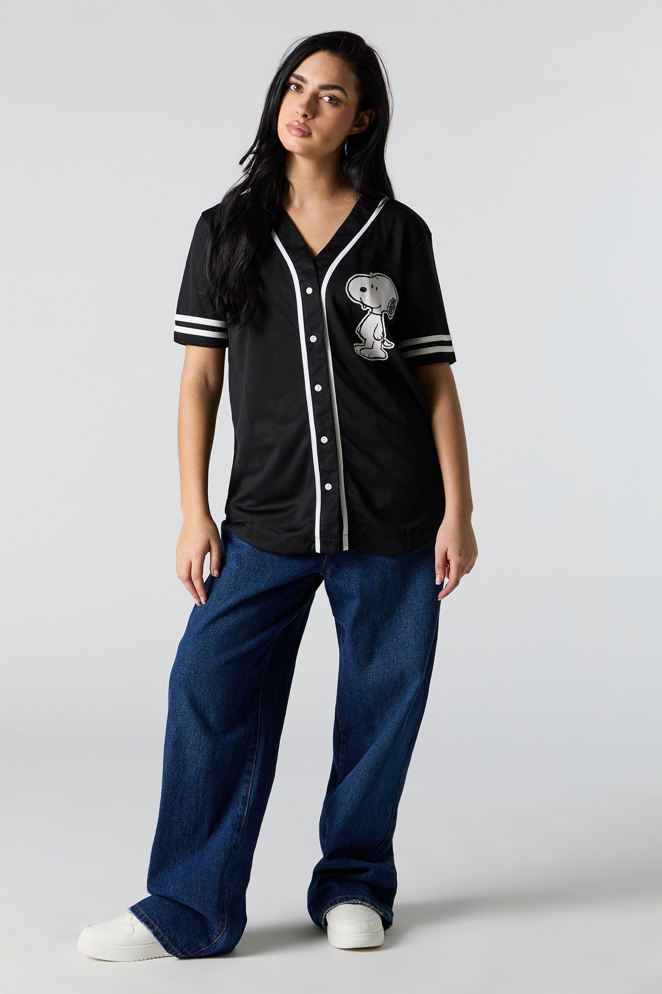 Snoopy Graphic Mesh Baseball Jersey sold by Charlotte Russe product image thumbnail 4